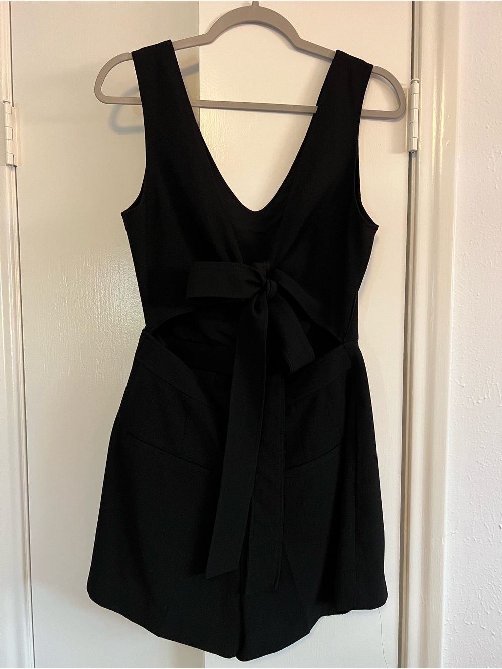 Club Monaco Black Backless Tie-Waist Romper Dress